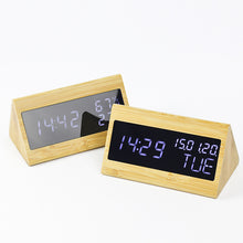 Load image into Gallery viewer, Bamboo Products With Mirror Electronic Bedside Clock Temperature Humidity