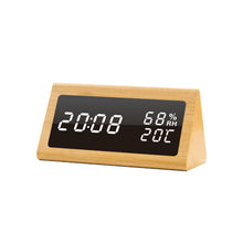 Load image into Gallery viewer, Bamboo Products With Mirror Electronic Bedside Clock Temperature Humidity